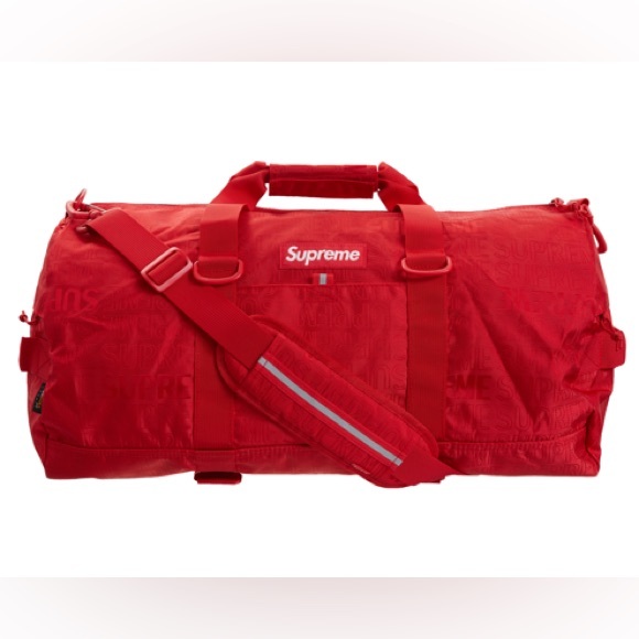 SUPREME Red Cordura Nylon Jacquard Logo Duffle Bag SS19 Collection NWT - Picture 2 of 11